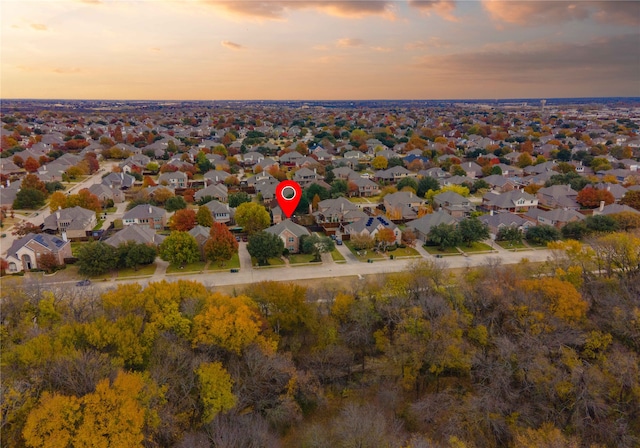 view of aerial view at dusk