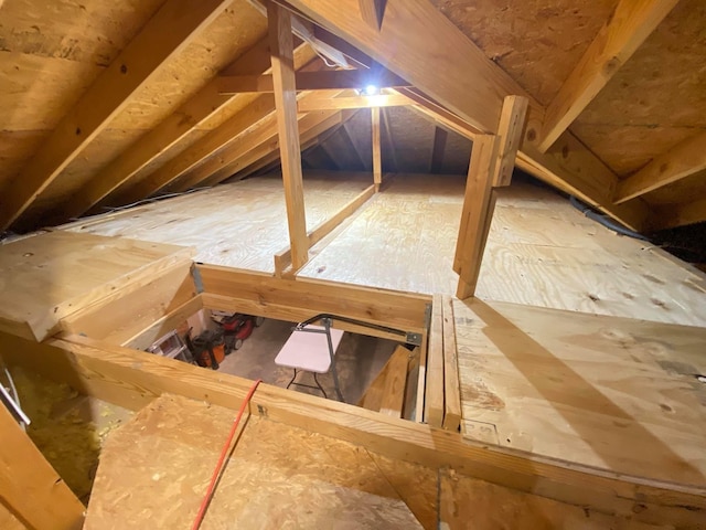 view of unfinished attic