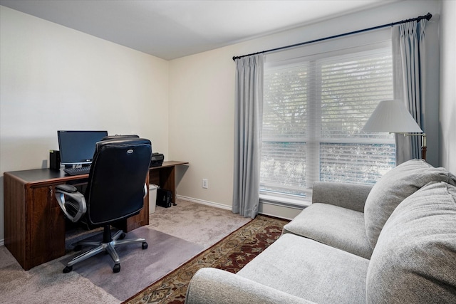 carpeted office space featuring plenty of natural light