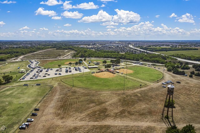 birds eye view of property with a rural view