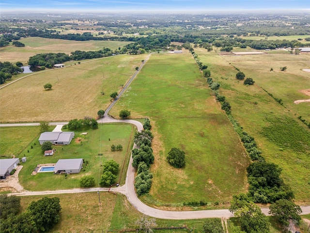 aerial view featuring a rural view