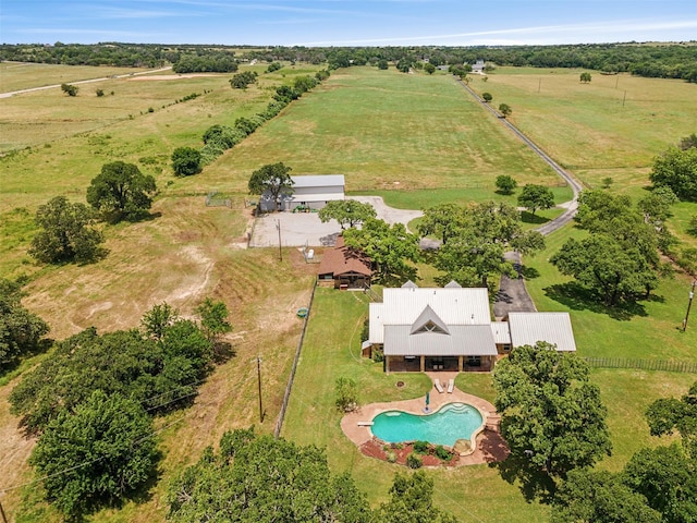 aerial view with a rural view