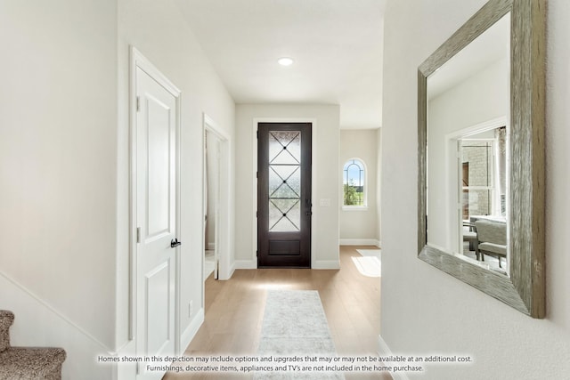 entrance foyer with light hardwood / wood-style flooring