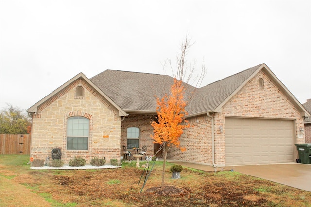 view of front of property with a garage