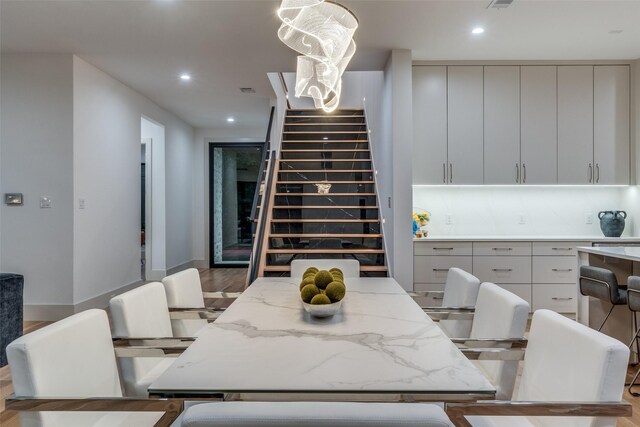 dining room with light wood-type flooring