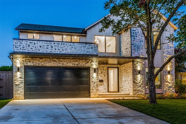 contemporary house featuring a garage