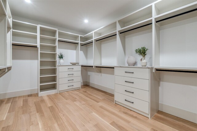 spacious closet with light wood-type flooring