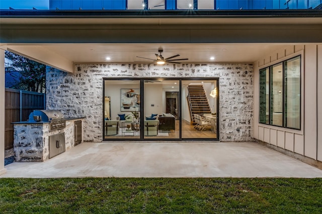 view of patio / terrace featuring an outdoor kitchen and grilling area