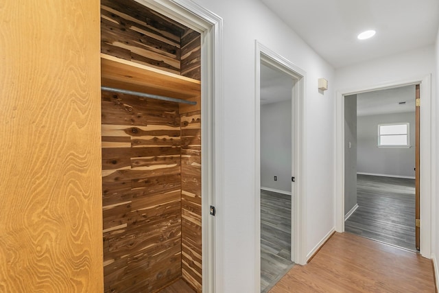 hall featuring hardwood / wood-style flooring