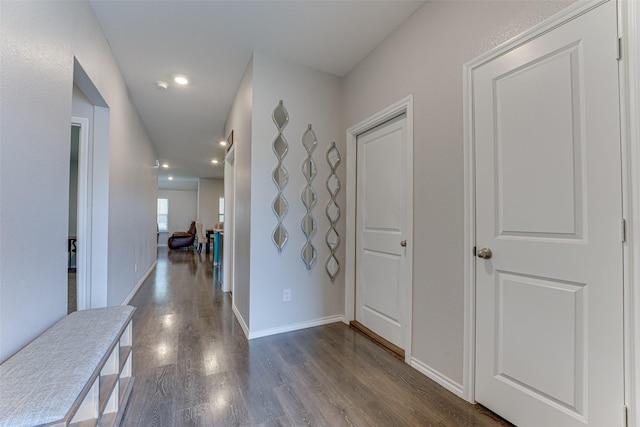 hall featuring dark hardwood / wood-style flooring