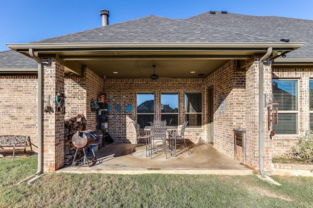 view of patio / terrace featuring ceiling fan