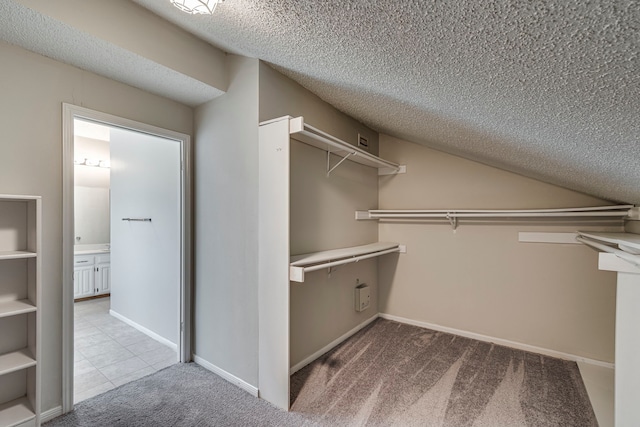 walk in closet with carpet floors