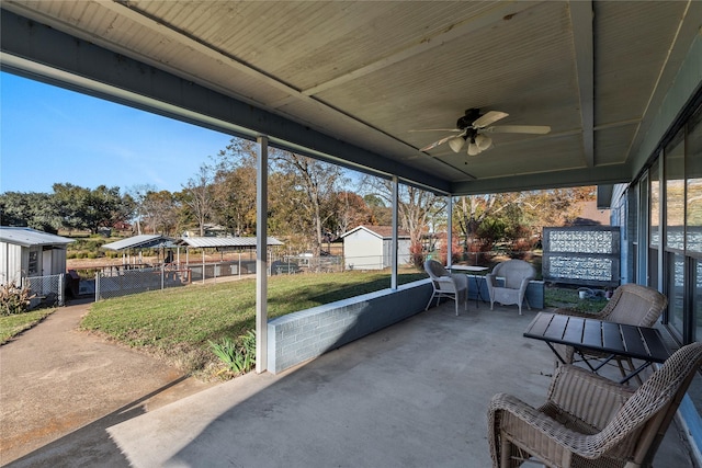 view of patio with ceiling fan