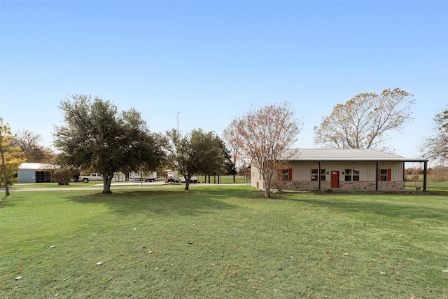 view of yard with a porch