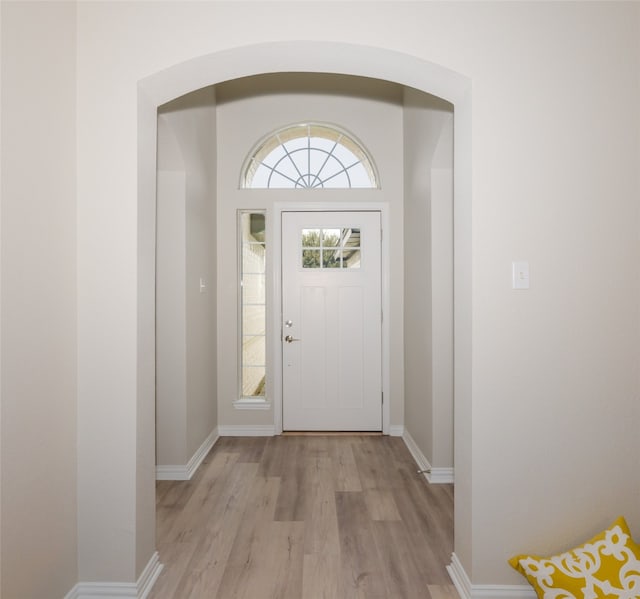 doorway featuring light hardwood / wood-style floors