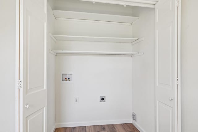 laundry area featuring hookup for an electric dryer, hardwood / wood-style floors, and hookup for a washing machine