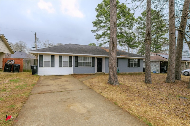 view of single story home