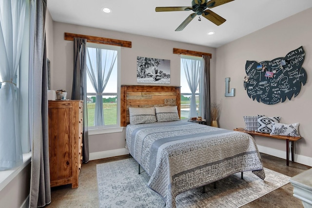 bedroom featuring ceiling fan