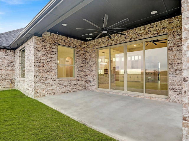 view of patio / terrace featuring ceiling fan