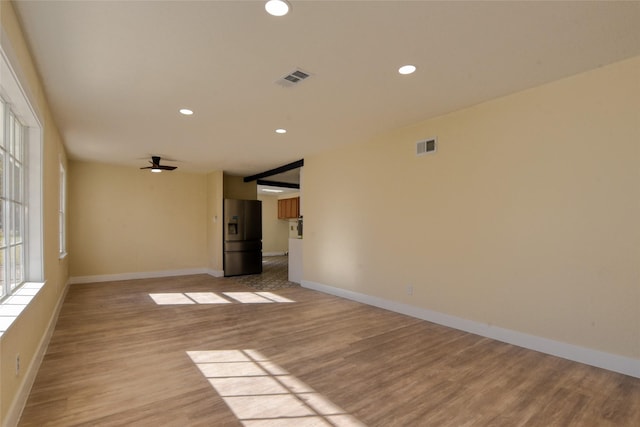 unfurnished living room featuring light hardwood / wood-style floors