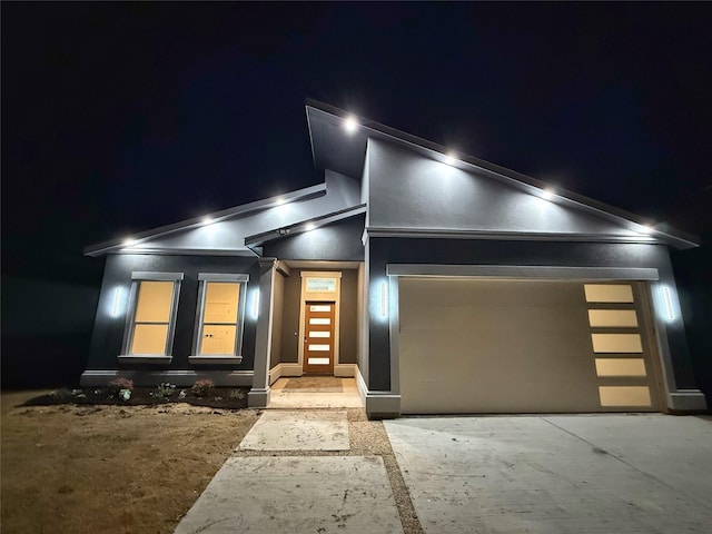 exterior space featuring a garage