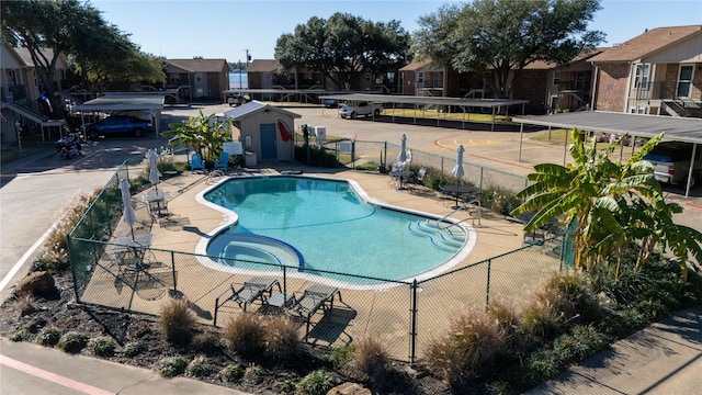 view of swimming pool featuring a patio