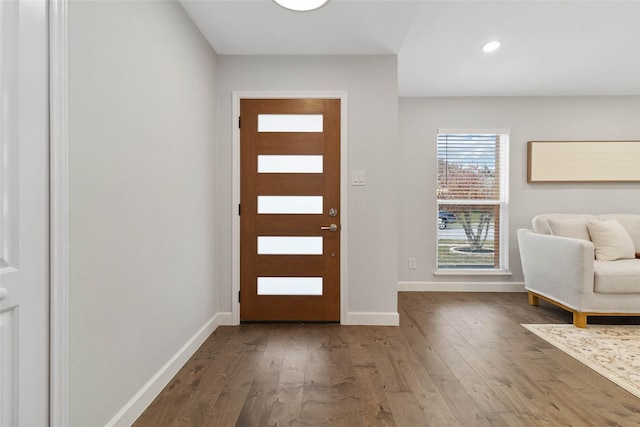 foyer entrance featuring hardwood / wood-style flooring