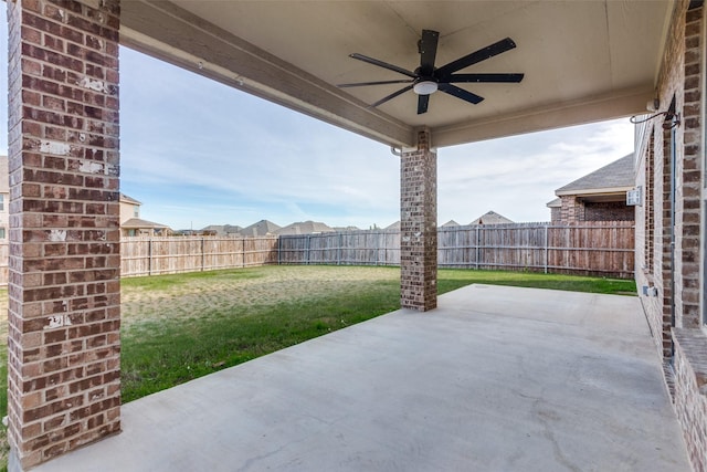 view of patio with ceiling fan