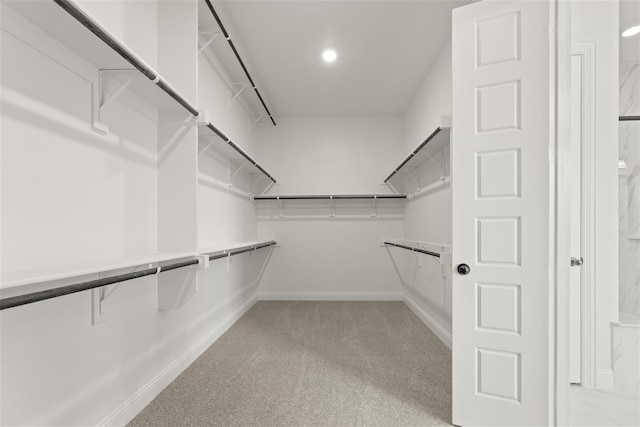 spacious closet with light carpet