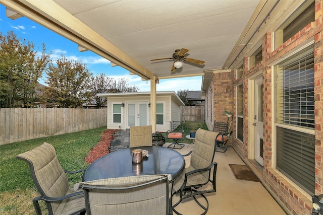 view of patio / terrace with ceiling fan