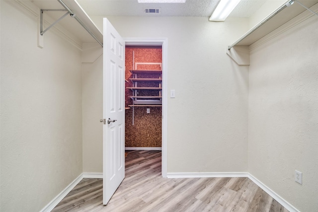 spacious closet featuring light wood-type flooring