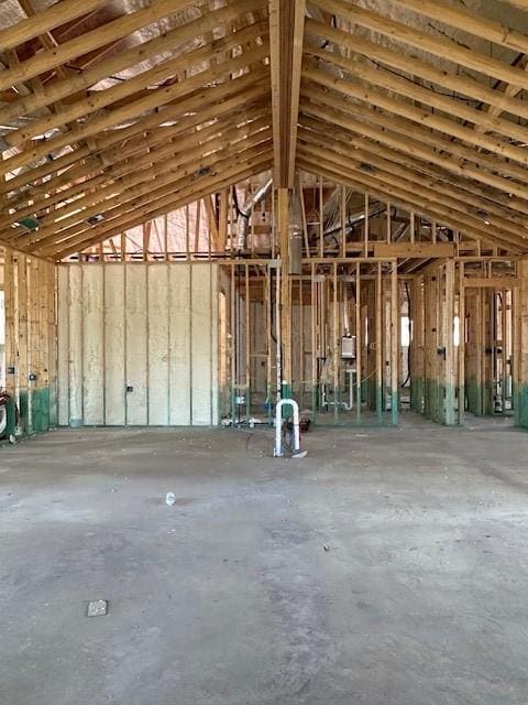 miscellaneous room with lofted ceiling