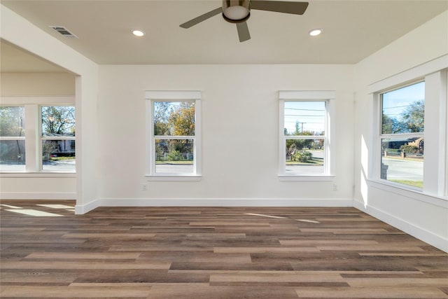 empty room featuring dark hardwood / wood-style floors and a wealth of natural light