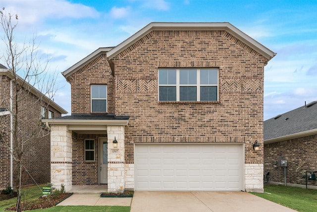 front of property with a garage