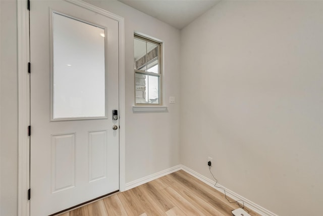 doorway featuring light wood-type flooring