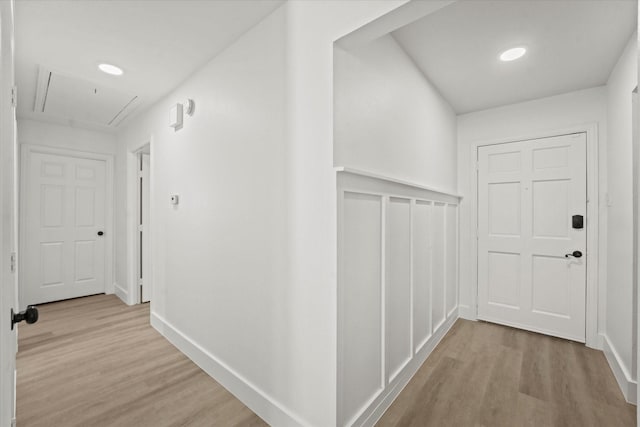 hallway featuring light wood-type flooring