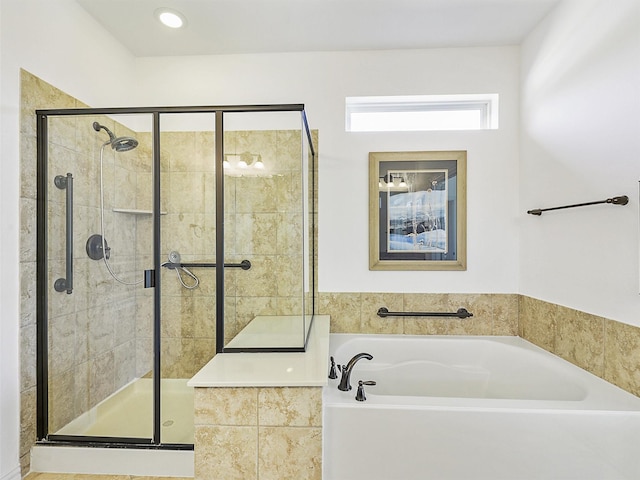 bathroom with independent shower and bath