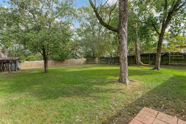 view of yard featuring a fenced backyard