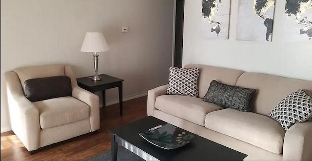 living room featuring dark hardwood / wood-style flooring