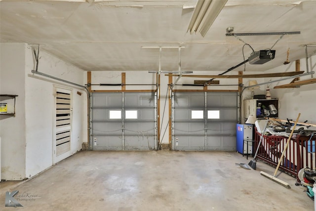 garage with a garage door opener