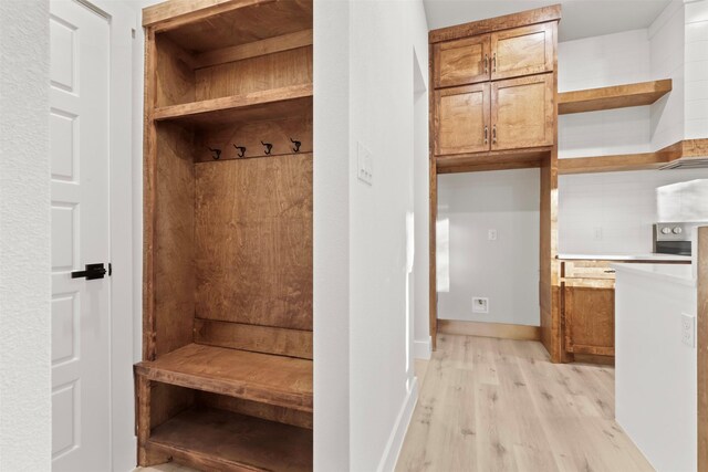 mudroom featuring light hardwood / wood-style flooring