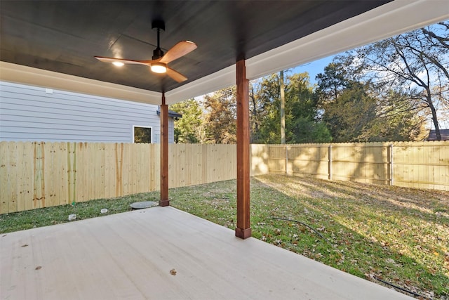 view of patio / terrace featuring ceiling fan