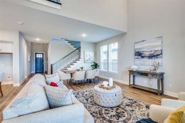 living room with wood-type flooring