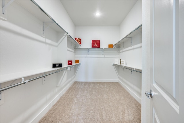 spacious closet with light colored carpet