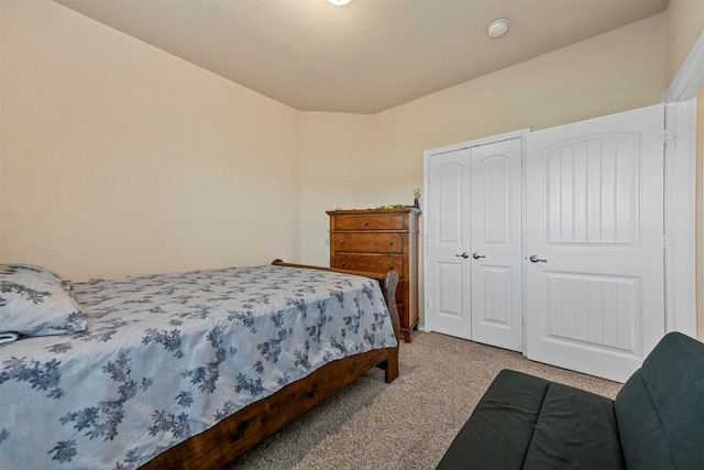 carpeted bedroom with a closet