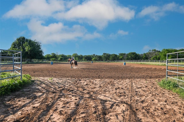 12201 Madison Ln, Justin, TX 76247 - view of yard featuring an enclosed horse arena, a rural view, and view of scattered trees