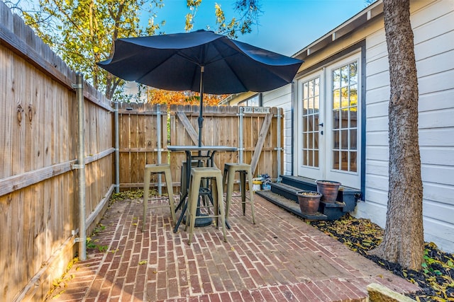 view of patio / terrace featuring french doors