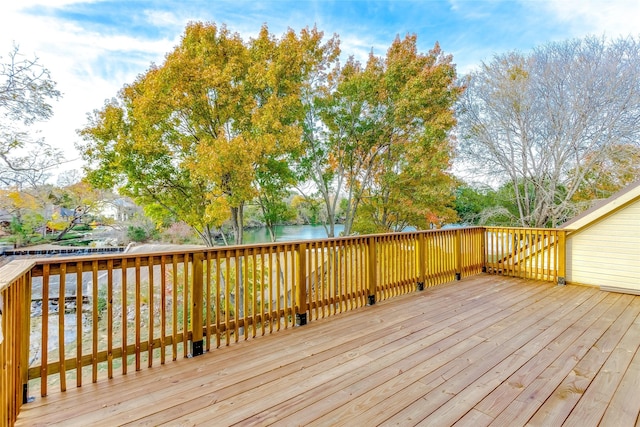 deck with a water view