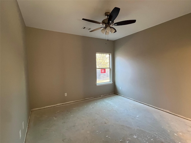 unfurnished room with ceiling fan