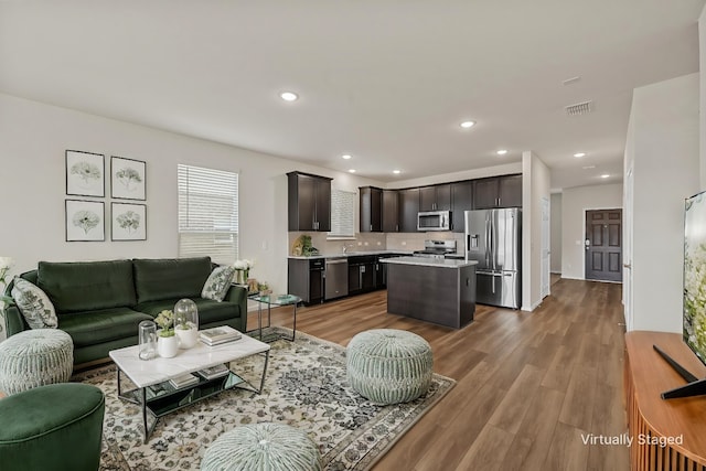 living room featuring hardwood / wood-style floors